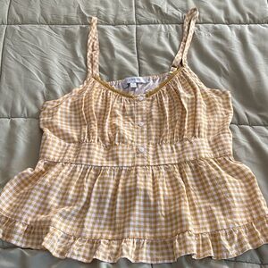 Lily White Yellow Gingham Ruffle Top